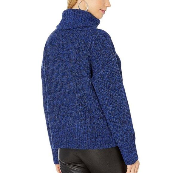 Sanctuary NWT Oversized Blue Marled Chunky Knit Roll Neck Sweater Size L (12-14) - Picture 3 of 11